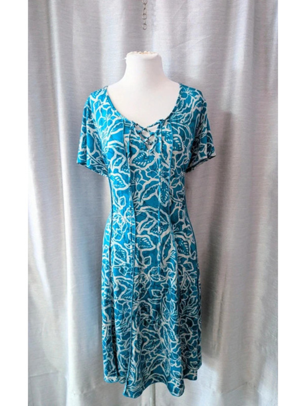 Blue Stretchy Batik Dress 2X XXL